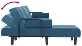 Sofá-cama em forma de L 260x140x70 cm veludo azul