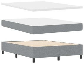 Cama Box Spring com Colchão Cinza Claro 140x200 cm Tecido