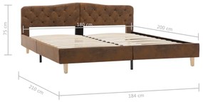 Estrutura de cama 180x200 cm camurça artificial castanho