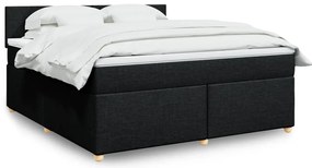 vidaXL Cama com molas/colchão 180x200 cm tecido preto