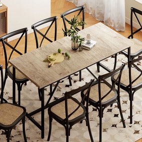 Mesa de jantar retangular para 6-8 pessoas (CADEIRAS NÃO INCLUIDAS), mesa de cozinha de estilo industrial, 180 x 80 x 75,5 cm, com efeito de madeira n