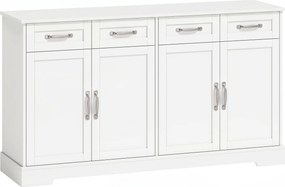 HOMCOM Buffet para Cozinha com Gavetas, Portas, Prateleiras Ajustáveis, Estilo Shaker, Dispositivo Anti-Tombamento, 140x38x80cm, Branco | Aosom Portugal