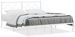 Estrutura de cama com cabeceira 150x200 cm metal branco