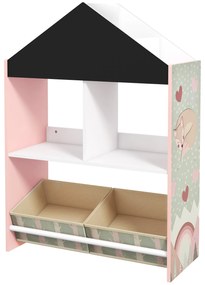 ZONEKIZ Estante Brinquedos Organizador Infantil Prateleiras Abertas 2 Caixas Tecido Amovíveis 62x26x90 cm Rosa Prática Funcional | Aosom Portugal