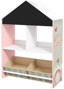 ZONEKIZ Estante para Brinquedos Organizador Infantil com Prateleiras Abertas e 2 Caixas de Tecido Amovíveis 62x26x90 cm Rosa | Aosom Portugal