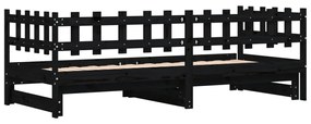 Sofá-cama de puxar 2x(90x200) cm pinho maciço preto