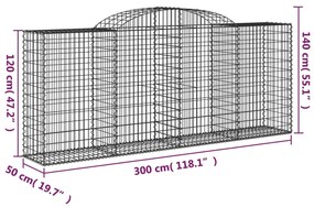 Cestos gabião arqueados 8pcs 300x50x120/140cm ferro galvanizado