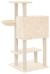 Árvore p/ gatos c/ postes arranhadores sisal 108,5 cm cor creme