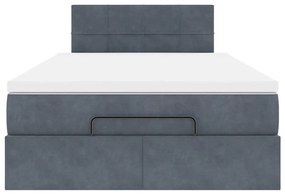 Cama otomana com colchão 120x190 cm veludo cinzento-escuro