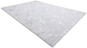 Tapete MEFE moderno  8504 Treliça, flores - Structural dois níveis de lã cinzento / branco