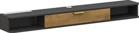 HOMCOM Móvel TV suspenso com compartimentos abertos, porta basculante e passagens para cabos, 160 x 24 x 16 cm, cinzento | Aosom Portugal