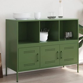 vidaXL Aparador 100,5x39x79 cm aço verde-azeitona