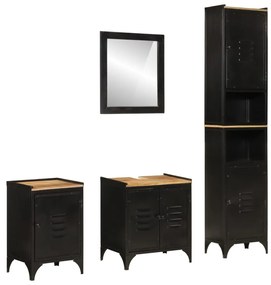 vidaXL 4 pcs conj. móveis p/ casa de banho ferro e mangueira maciça