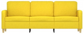 Sofá de 3 Lugares Chloé - Em Tecido - Cor Amarelo - 198x77x80 cm - Com