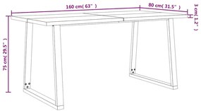 Mesa de jantar c/ bordas vivas 160x80x75 cm acácia maciça