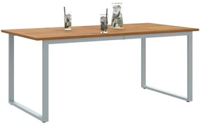 Mesa de Jantar Externa vidaXL Cinza 180x90x75 cm Aço e Madeira Sólida