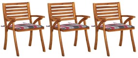 vidaXL Cadeiras de jantar jardim c/ almofadões 3 pcs madeira acácia
