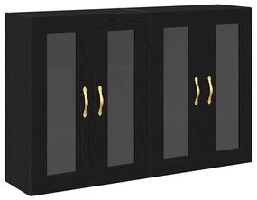 Armários de Parede 2 peças Carvalho Preto 69,5x34x90 cm Madeira Ingênu