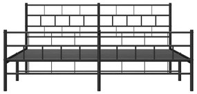 Estrutura de cama com cabeceira e pés 193x203 cm metal preto