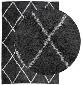 Tapete shaggy de pelo alto PAMPLONA 140x200 cm preto e creme