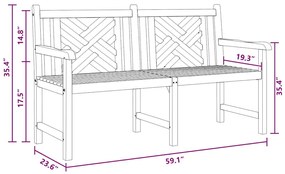 Banco de jardim Castanho 150 x 60 x 90 cm