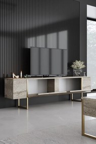 Conjunto de Mobiliário de Sala Luxe – Travertine Gold – TV Stand: 180x
