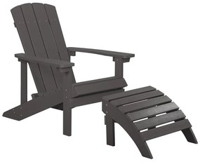 Cadeira de jardim cinzento escuro com repousa-pés ADIRONDACK Beliani