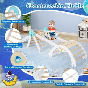 Conjunto Triângulo dobráveis para escalada Bebés 8 em 1 Montessori de escalada em madeira com tema de astronauta Branco