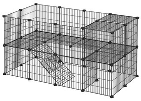 Cercado de metal para animais de estimação de dois pisos com 36 painéis | SONGMICS | 143 x 73 x 71 cm | preto | LPI02H.