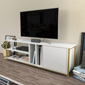 Móvel TV Oneida – Dourado e Branco – 140x35,3x50,8 cm
