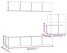 Conjunto móveis de TV 6 pcs madeira processada sonoma cinza