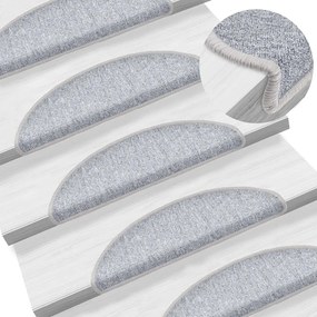 149741 vidaXL Tapetes de escadas 10 pcs 56x17x3 cm cinza-claro