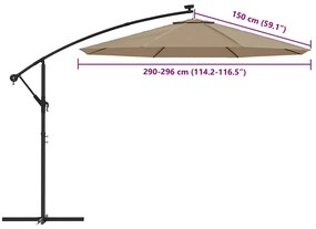 Tecido substituição p/ guarda-sol cantilever cinza-acastanhado