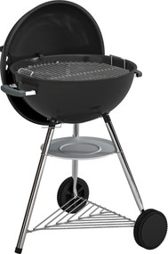 Outsunny churrasqueira portátil a carvão, grelha externa redonda com tampa, termômetro, rodas, preto. | Aosom Portugal