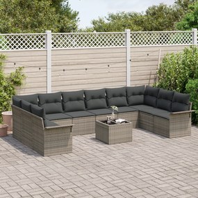 Conjunto de Sofá de Jardim vidaXL de 10 Peças com Almofadas Preto Ratt