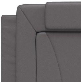 Cama com colchão 90x200 cm couro artificial cinzento