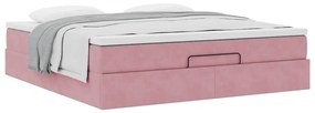 Estrutura de cama otomana com colchão 160x200 cm veludo rosa