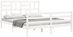 Estrutura de cama com cabeceira 160x200 cm madeira maciça