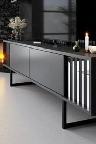 **** Conjunto de Móveis de Sala Chrome Line Set – Antracite Preto – TV
