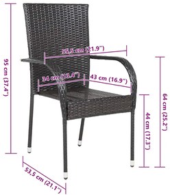 Cadeiras de exterior empilháveis 4 pcs vime PE castanho