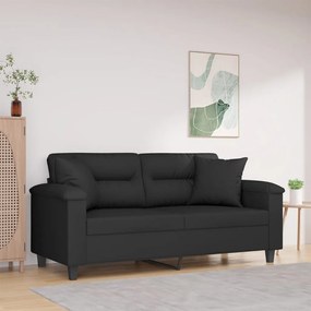 Sofá Darma - De 2 Lugares e com 2 Almofadas Decorativas - Cor Preto -