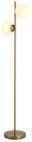 HOMCOM Candeeiro estilo Candeeiro de Pé para Sala Néo Retro 2 Cabeças Esféricas Máx. 40 W Metal Dourado | Aosom Portugal