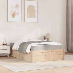 Cama com colchão 120x190 cm madeira de pinho maciça