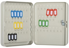 HOMCOM Armário de Chaves com 93 Ganchos e Etiquetas Fechadura e 2 Chaves 30x24x7,5 cm Cinza | Aosom Portugal