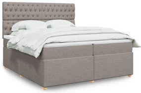 Cama com molas/colchão 200x200 cm tecido castanho-acinzentado