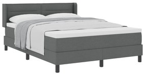 Cama Box com Colchão Cinza Escuro 140x200 cm Tecido, Cabeceira com Des
