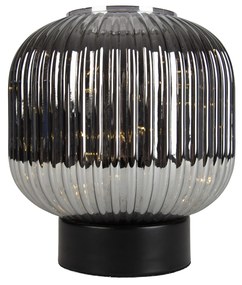 Candeeiro de mesa Art Déco preto com vidro fumê incluindo cabo de luz E27 - Karel