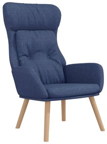 Cadeira de descanso com banco p/ pés tecido azul