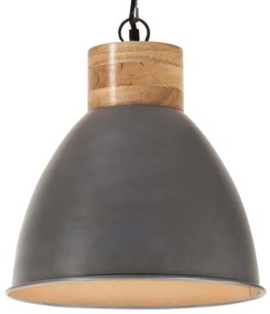 vidaXL Candeeiro teto industrial 46cm E27 ferro cinza e madeira maciça