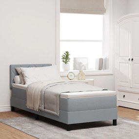 Cama Box Spring com Colchão Cinza Claro 80x200 cm Têxtil